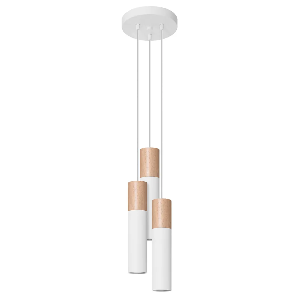 Lampada a sospensione PABLO 3P bianco 3xGU10 10W acciaio/legno 100x20x20cm Sollux Lighting