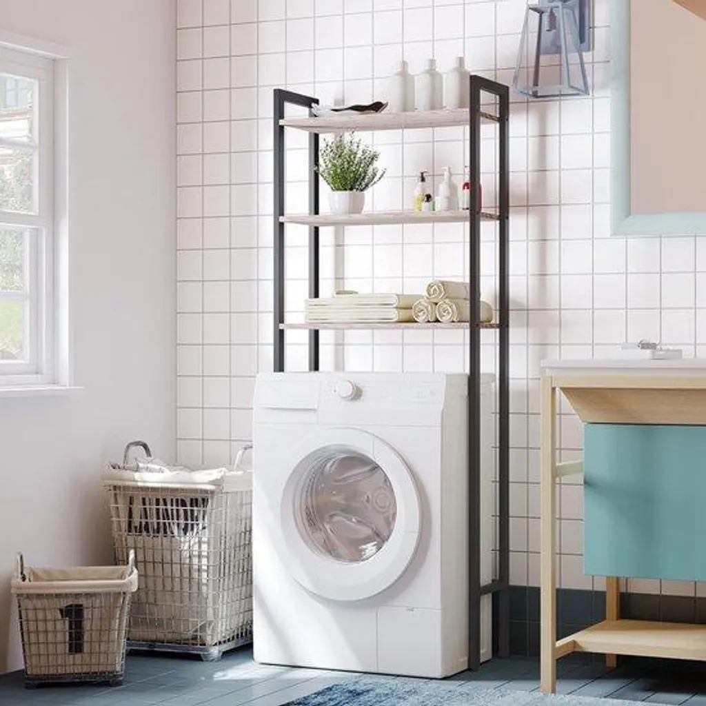 Optimisation WC : Étagère de salle de bains gain de place blanche chic