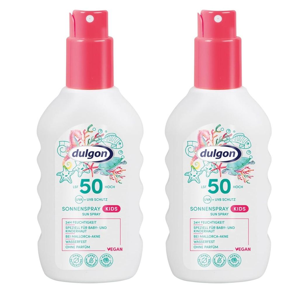 2 x dulgon Sonnenspray Kids LSF 50 Speziell für Baby- & Kinderhaut Vegan 0% Parfüm je 200ml