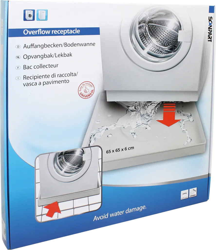 Bac de récupération d'eau pour machine à laver 65 x 65 cm étanche PVC