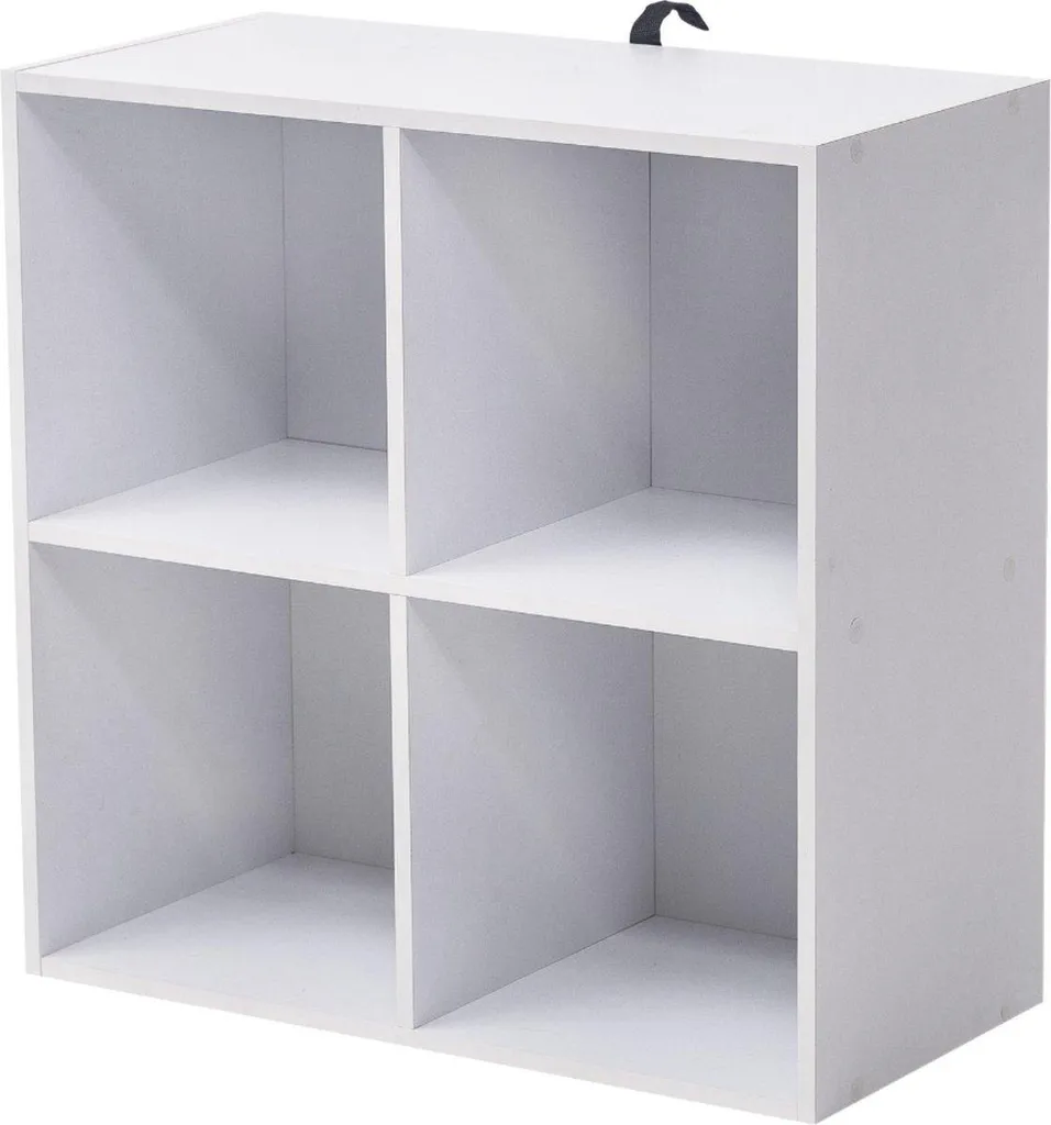 Meuble de rangement cube blanc bibliothèque 4 cases en bois design