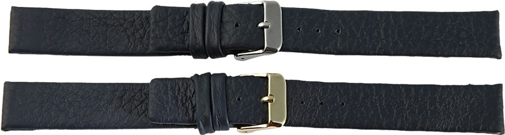 Basic Echtleder Armband in dunkelblau, genarbt, flach, 16 mm