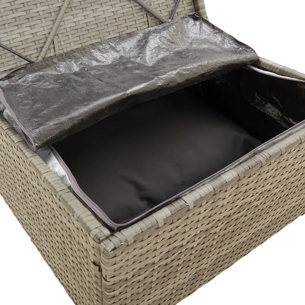 Tabouret extérieur en polyrotin résistant gris avec coussin de siège - 8