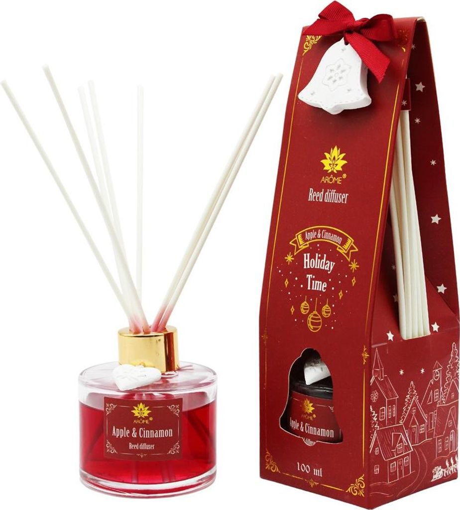 Ferienzeit Stabdiffusor Lufterfrischer, 100 ml, 8 Sticks, Apfel-Zimt Duft, als Geschenk verpackt