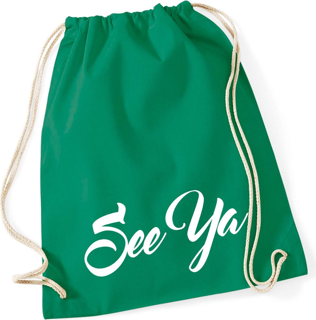 Huuraa Turnbeutel See Ya Spruch 12 Liter Kelly Green Baumwolle Rucksack Geschenkidee