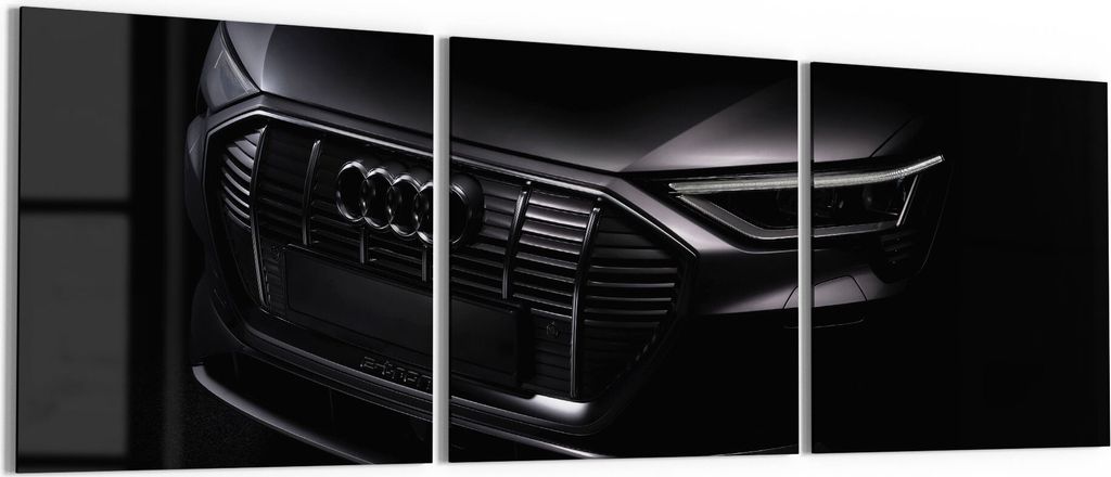 DEQORI Glasbilder Acryl 3x50x50 cm 'Audi Frontalaufnahme' Wandbilder XXL groß