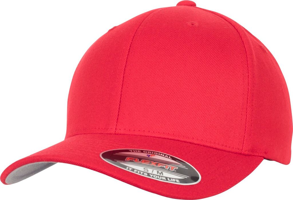 FLEXFIT 6477 | Flexfit Wool Blend Cap, Silberne Schirmunterseite - Farbe: Red - Größe: L/XL