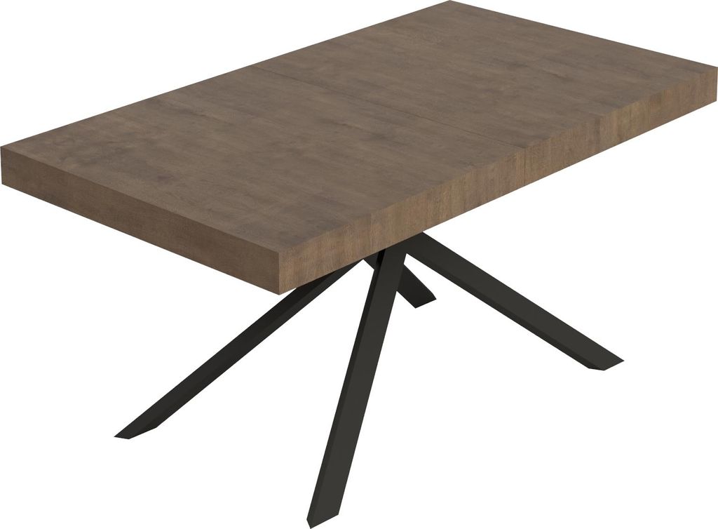 Niket ausziehbarer Nussbaumtisch 160/244x80 cm mit anthrazitfarbenen Beinen