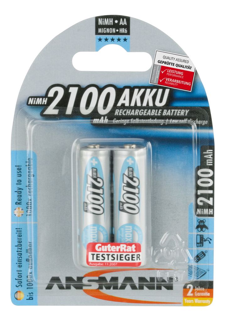 1x2 dobíjecí baterie Ansmann maxE NiMH Mignon AA 2100 mAh Obrázek produktu 