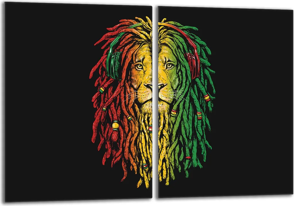 Piastre Vetro 2x40x52 cm Lion Rasta | Coprifornelli e Tagliere Gourmet