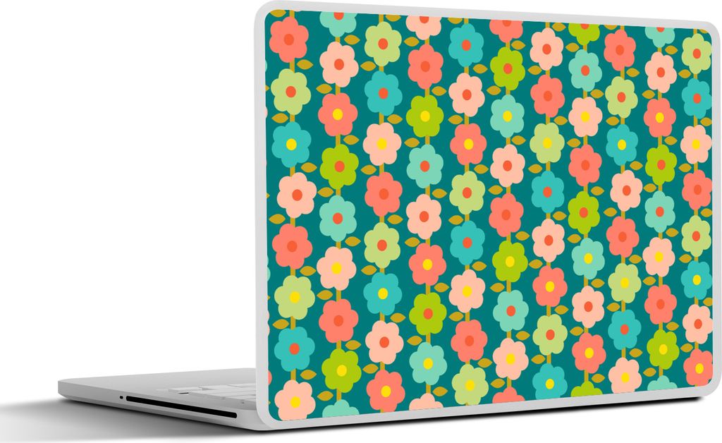 MuchoWow Laptop Aufkleber Sticker Cover Muster - Blumen - Retro - 1970er Jahre 25x18 cm - Laptop-Deko