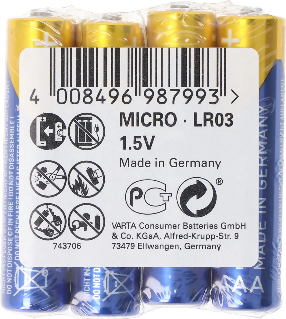 Piles pour télécommande et jouets : Varta AAA LR03 Longlife Power Micro - 7