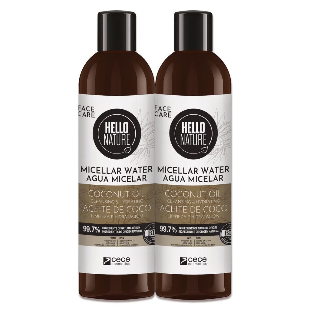 Mizellenwasser Gesicht Cleanser sanfte Gesichtsreinigung mit Kokosöl Bio Natur, 2x 300ml