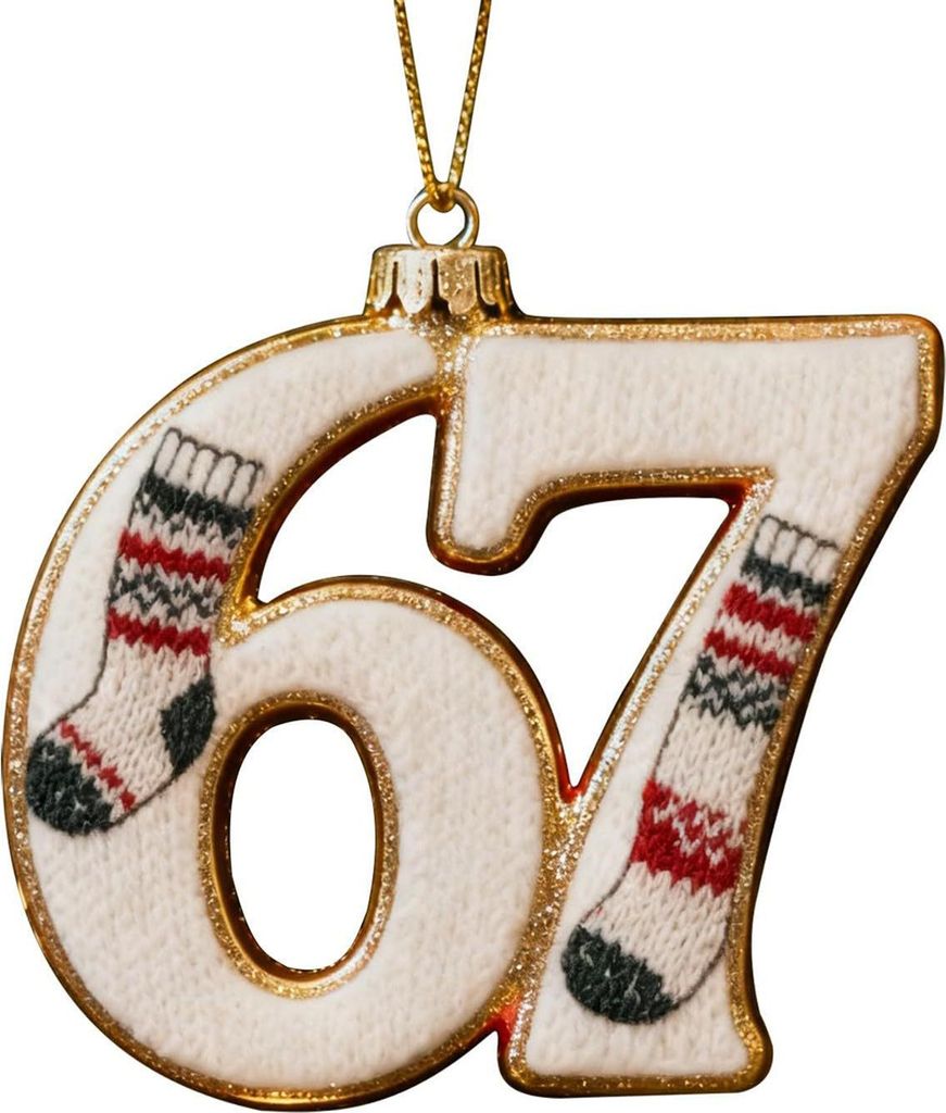 67 Weihnachtsschmuck 2D Flach Lustiges Sechs-Sieben-Meme Weihnachtsdekoration Geschenke für Teenager Erwachsene Humorliebhaber