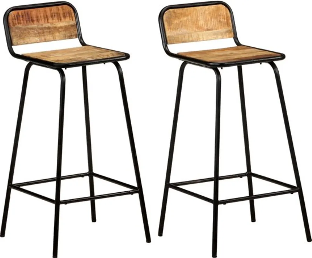vidaXL Lot de 2 Chaises de Bar en Bois de Manguier Massif - Style Rustique