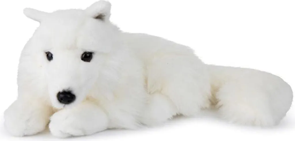 WWF Peluche Renard Polaire Couché 25cm - Doudou Blanc Ultra Doux