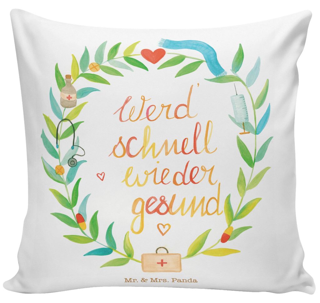 Mr. & Mrs. Panda kissen für sofa Werde gesund - Weiß - Geschenk, Krankenhaus, Gute Besserung, Genesung Spruch, 40x40, Gesundheit, zier, Genesungs...