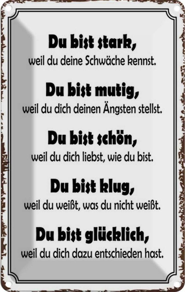 vianmo Blechschild 18x12 cm Du bist stark, mutig, schön Dekoration Spruch Zitat