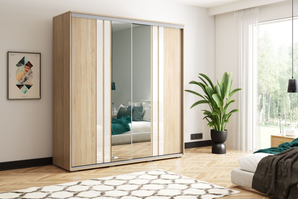 Kleiderschrank 125/215 PAISLEY mit Spiegeln – Sonoma-Eiche