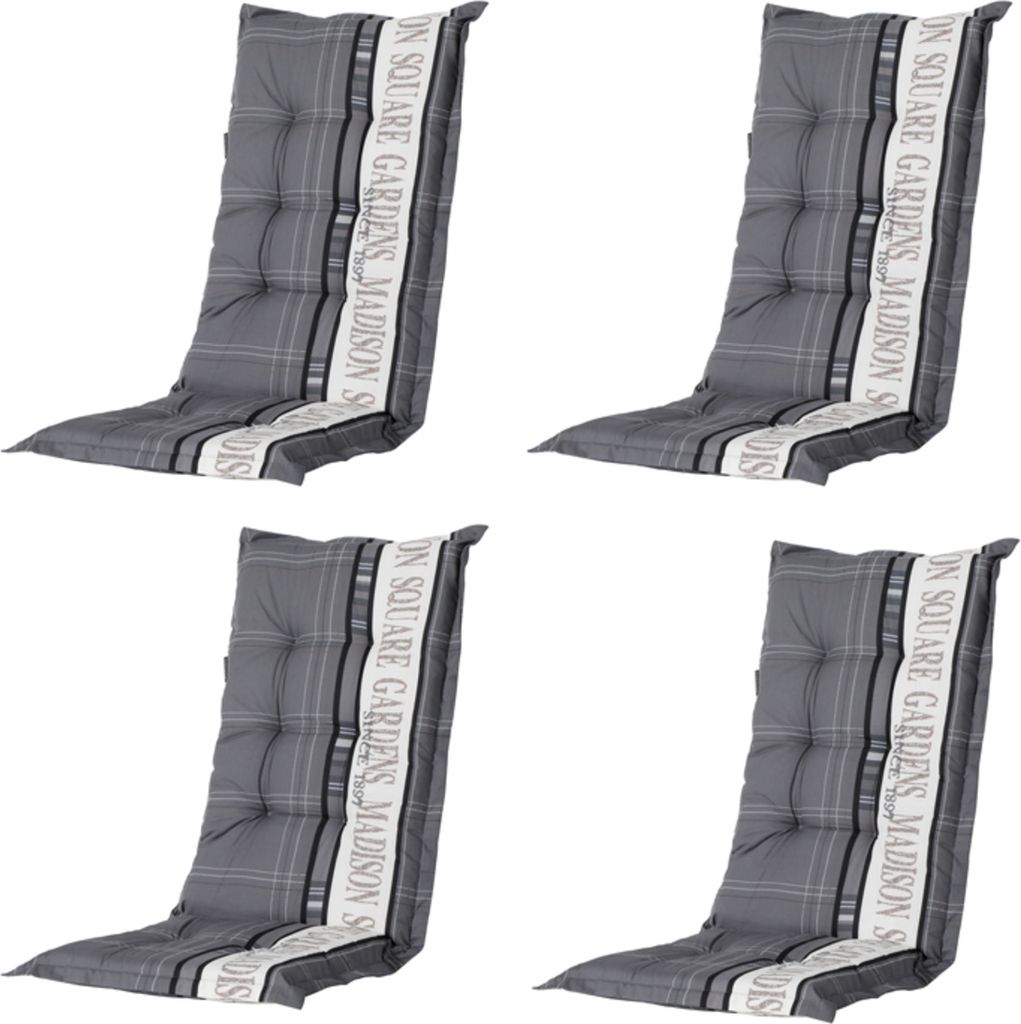 Madison - Gartenstuhlauflage Hochlehner Madison Garden grau - Ca. 123x50 cm - 4er-Set