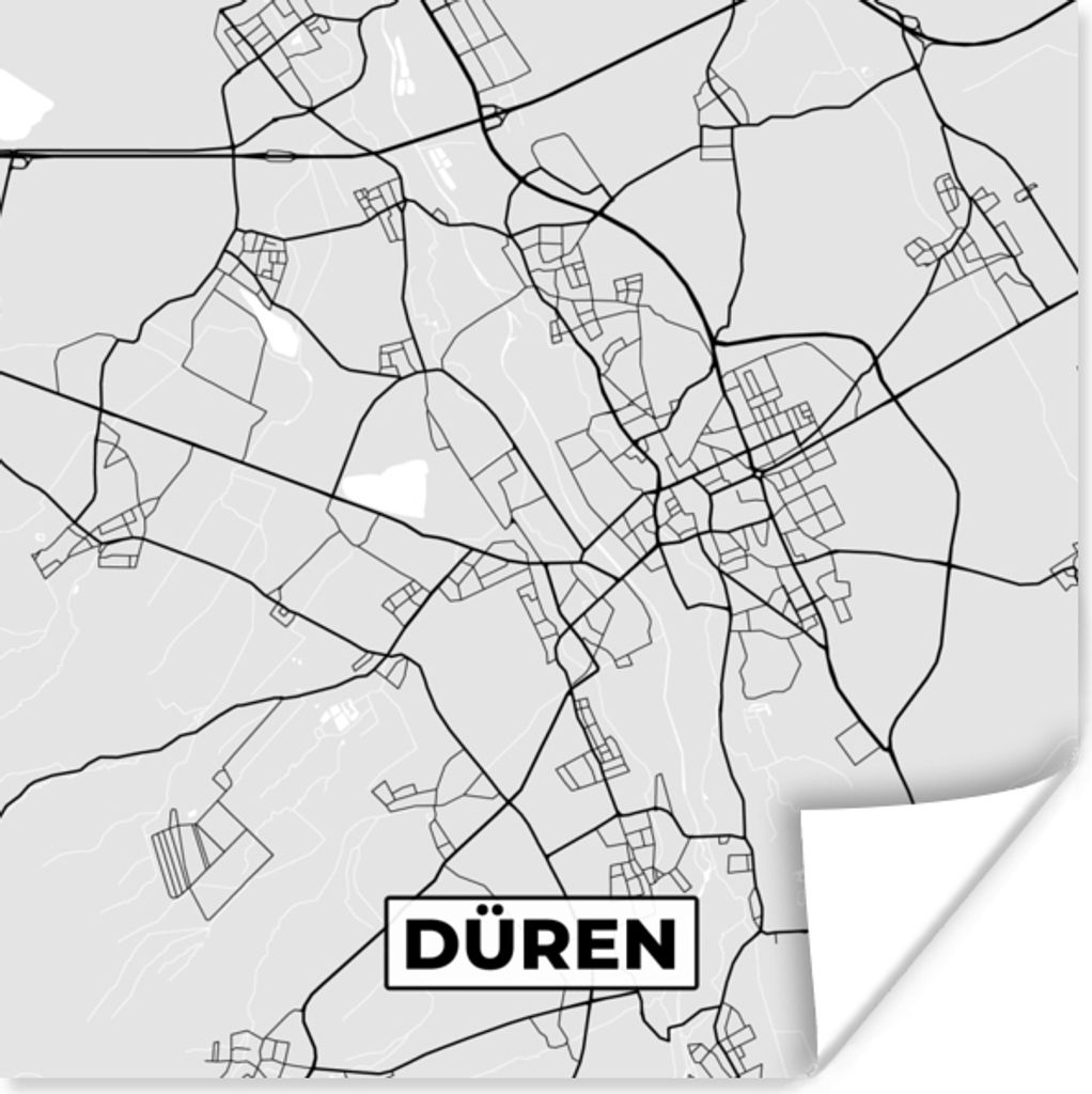 MuchoWow Poster Düren - Karte - Stadtplan - Deutschland 100x100 cm - Babyzimmer