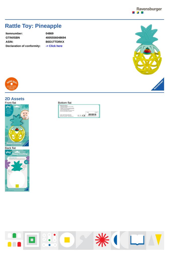 Rassel-Greifling: Ananas Ravensburger 04869 Produktbild 