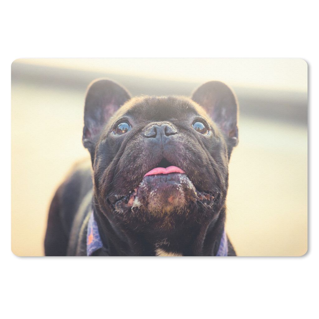 MuchoWow Mauspad Mousepad Französische Bulldogge - Schwarz - Sonne 27x18 cm - Mousepads - Maus Mat - Pad - Mausunterlage - Büroartikel - Desk M...
