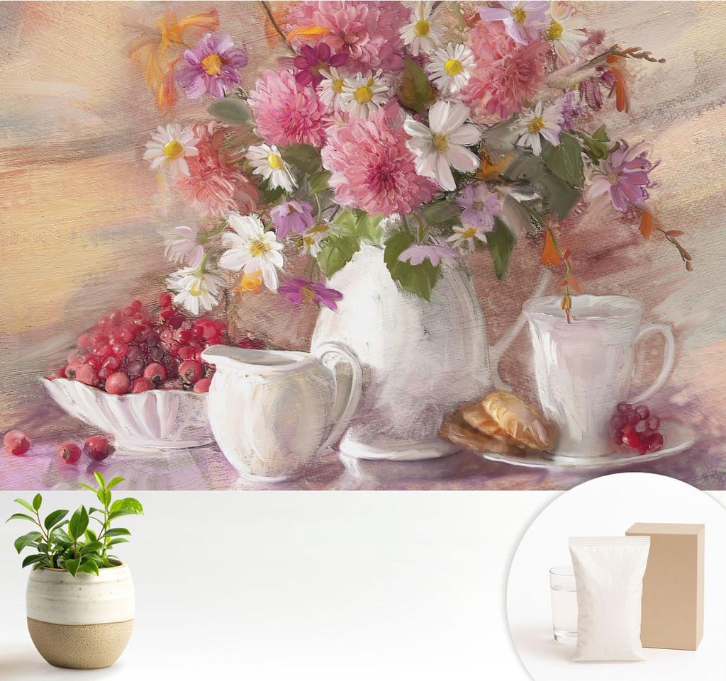 Fototapete - 104x70 cm - Tapete - Wandtapete - Wandbilder - Dekofolie - Tapete Folie - Wand - Dekoration - Wohnzimmer - Wildblumen