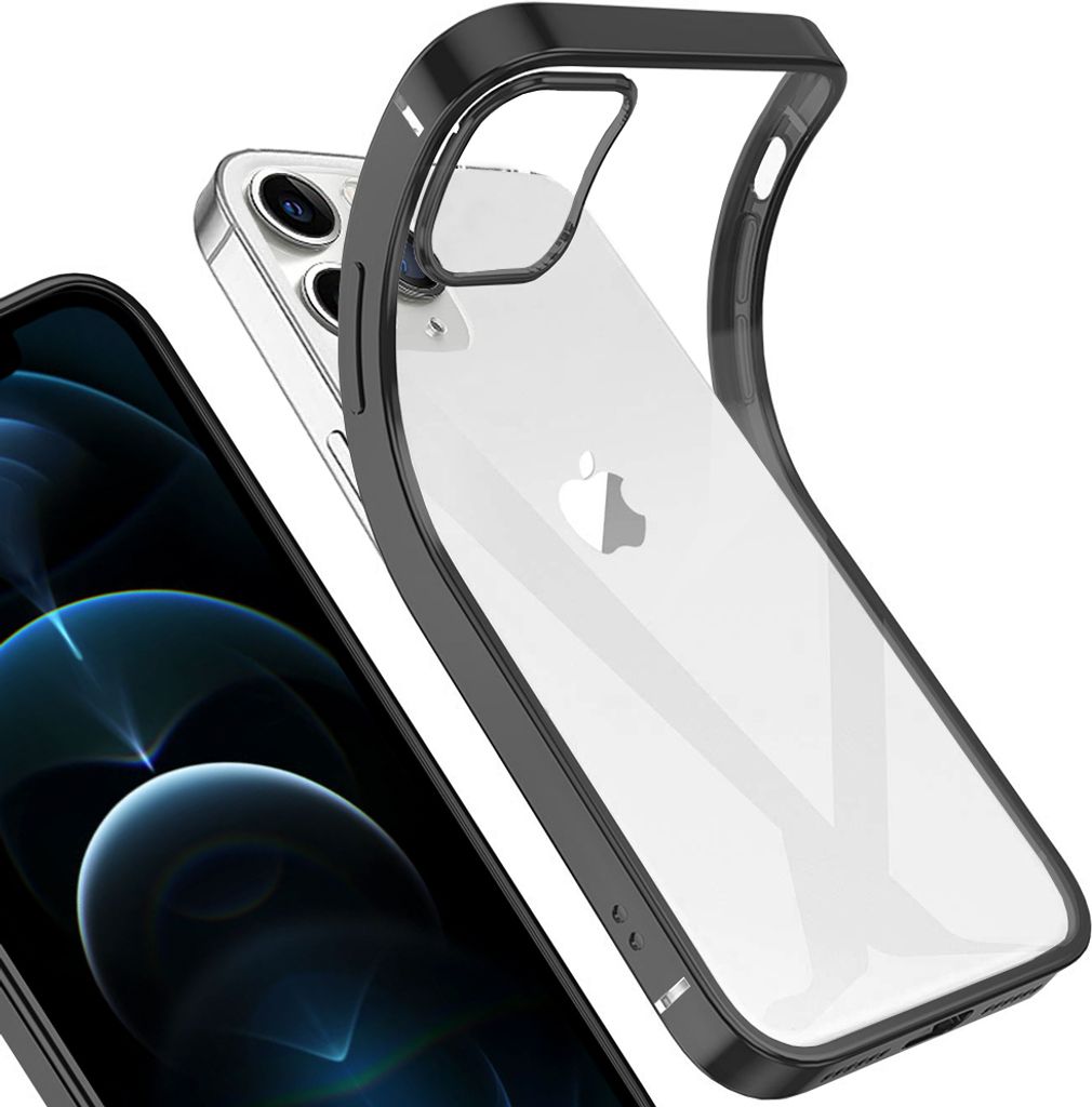 iPhone 12 Pro Max Hülle, LaimTop Leicht Transparent Klar Gel TPU Silikon Quadratisch Überzug Rahmen Schutzhülle für iPhone 12 Pro Max Schwarz
