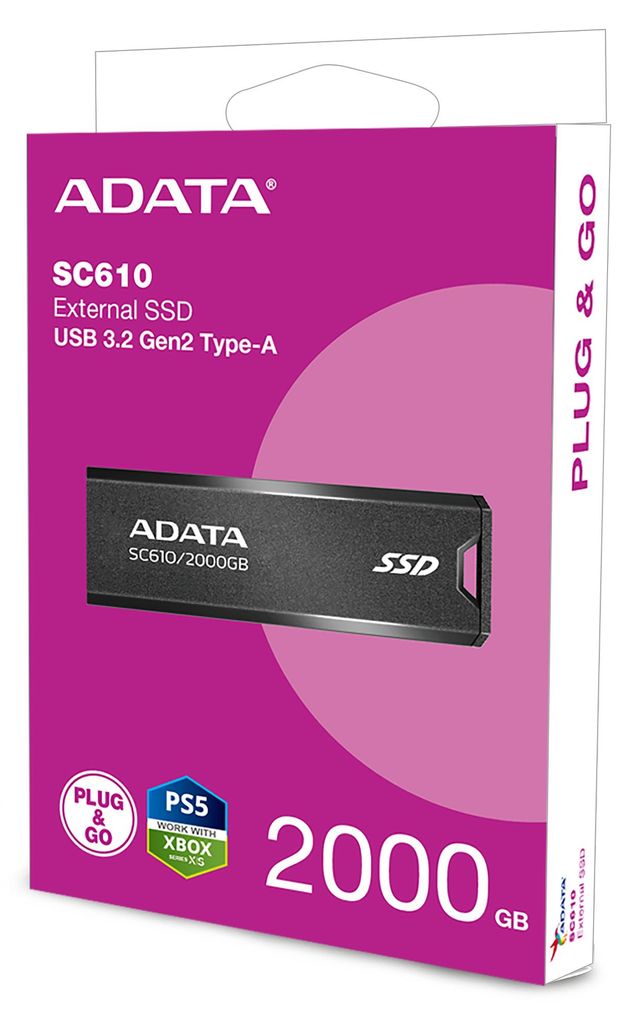 ADATA SC610, 2 TB, USB Typu-A, 3.2 Gen 2 (3.1 Gen 2), 550 Zdjęcie produktu 
