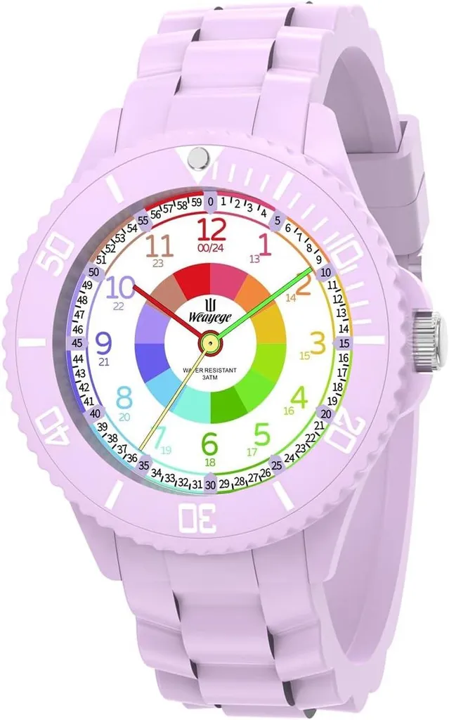 Orologio per bambini, ragazzi, ragazze, orologio da polso analogico per l'apprendimento del tempo Impermeabile, orologio da polso analogico con esercizi di apprendimento del tempo, movimento al quarzo giapponese di facile lettura