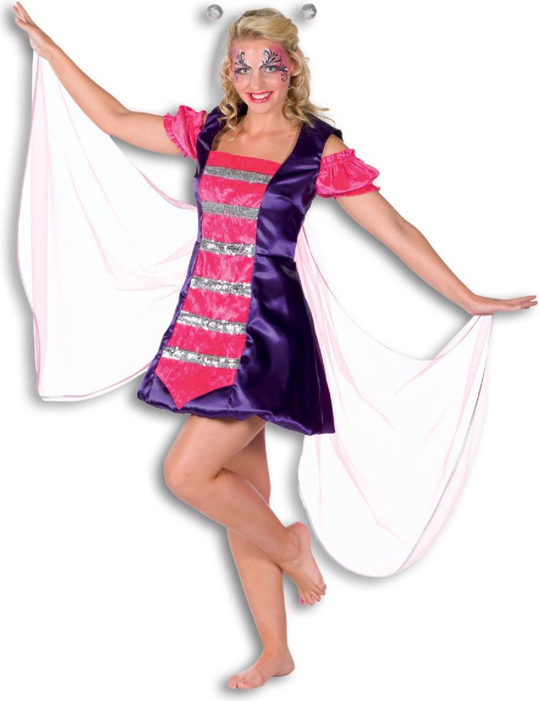 L3200200-42 lila-pink Damen Schmetterling Kostüm Feenkleid Gr.42