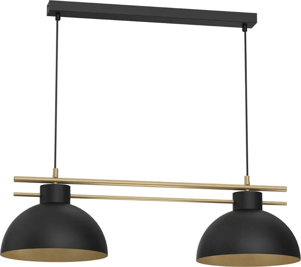 Lampe suspendue Estate pour salle à manger 2 abat-jour noirs et dorés