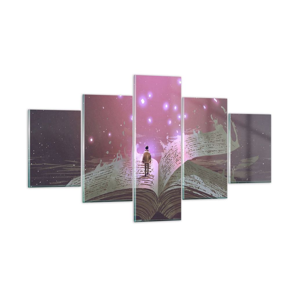 Bilder auf glas - Fantasy Buch - 125x70cm - Glasbilder - Wandbilder - Bilder - Kunstdruck - zum Aufhängen bereit - Wanddekoration aus Glas - Glas ...