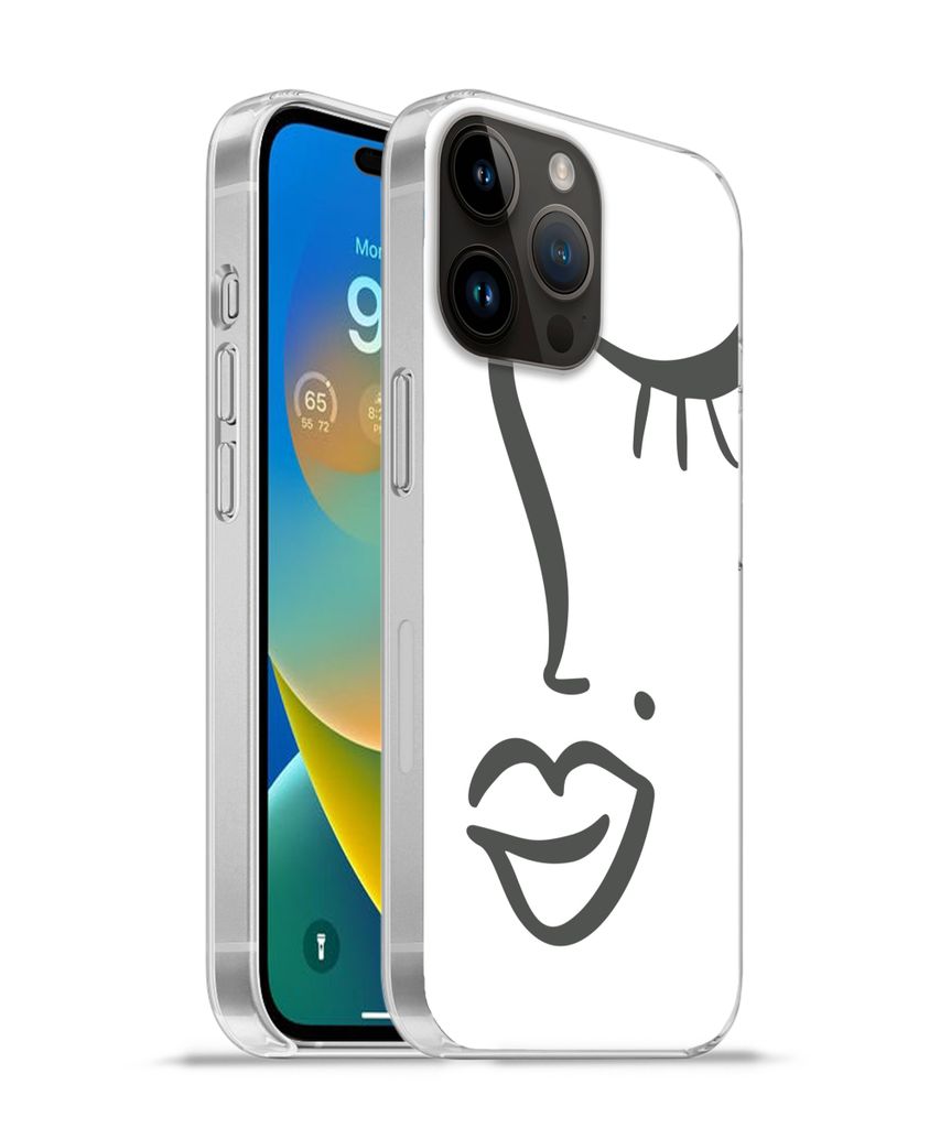 MuchoWow Handyhülle Schutzhülle Hülle für Apple iPhone 14 Pro Max Frau - Schwarz - Weiß - Abstrakt Silikon Softcase Handy Hülle - Hardcover