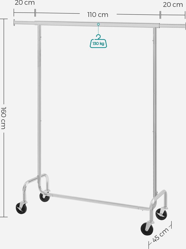 Chromowany wieszak na ubrania mobilna garderoba 150 cm Zdjęcie produktu 16