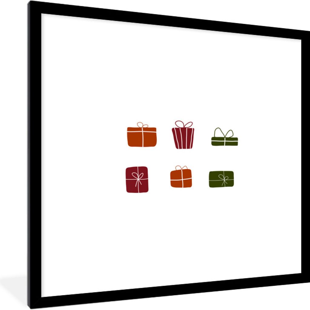 MuchoWow Gerahmtes Poster Weihnachten - Geschenk - Design 40x40 cm - Poster mit Schwarzem Bilderrahmen Wandposter Rahmen Foto Bilder - Poster - P...