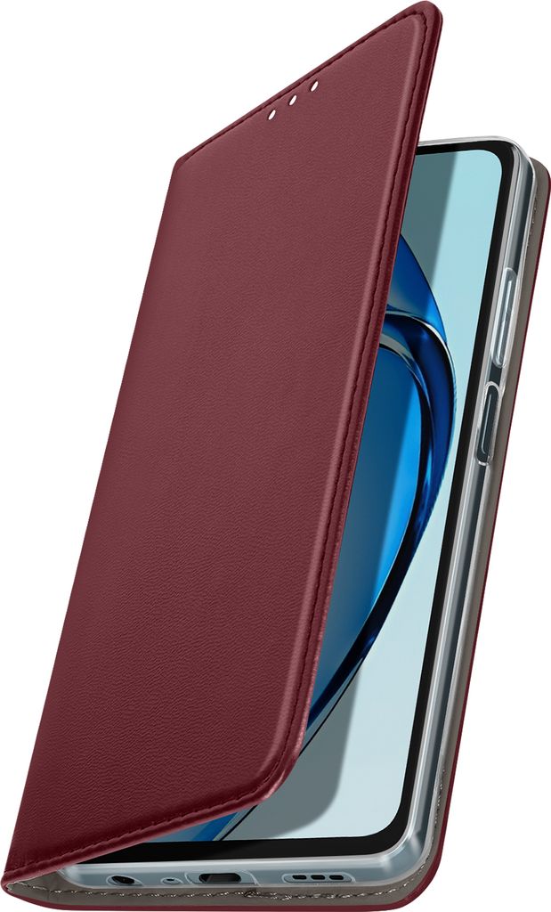 Avizar, Wallet Cover für Oppo A60, Kartenfach und Ständer, Weinrot