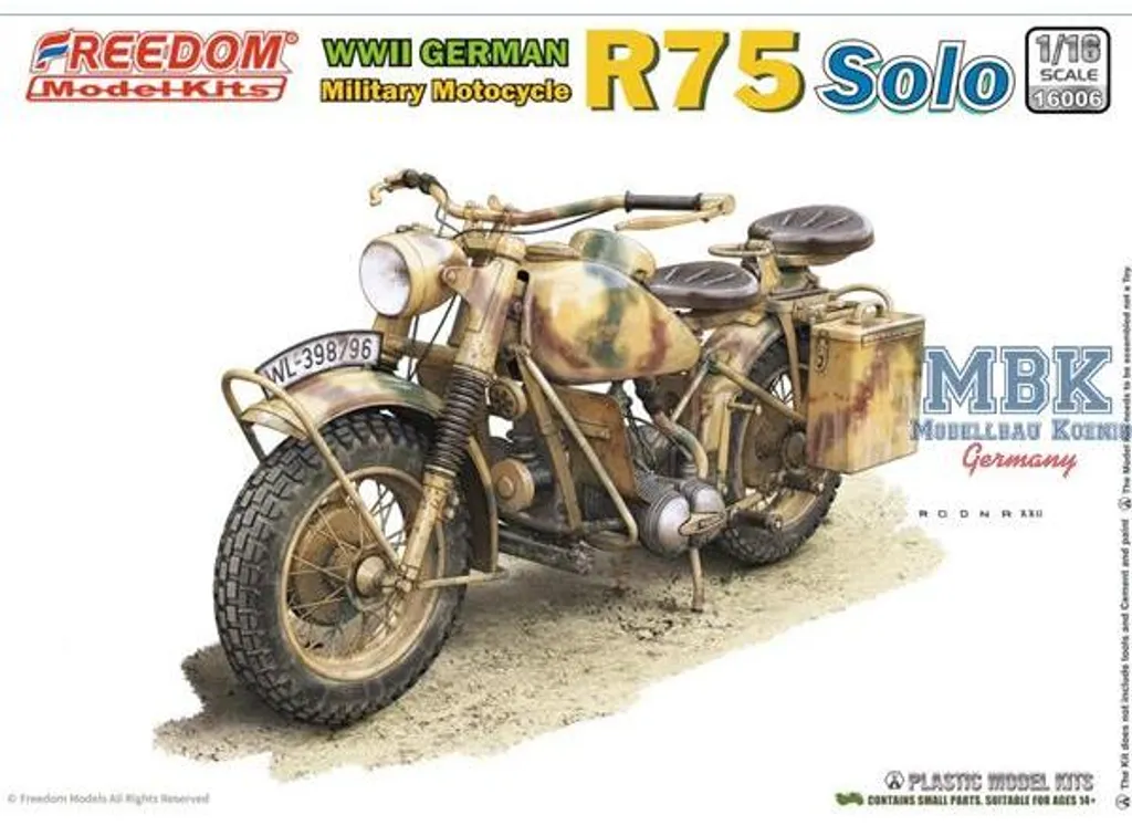 Maquette Moto R75 Solo 1/16 pour Diorama Militaire WWII FREEDOM FDM16006