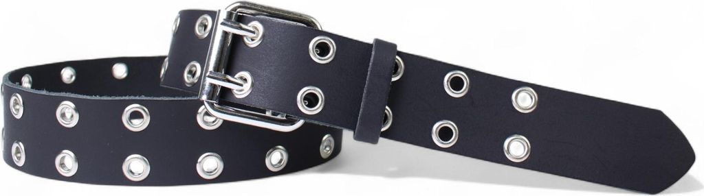 FRONHOFER retro Doppeldorn Gürtel mit Ösen und Rollschnalle, echt Leder, 4 cm