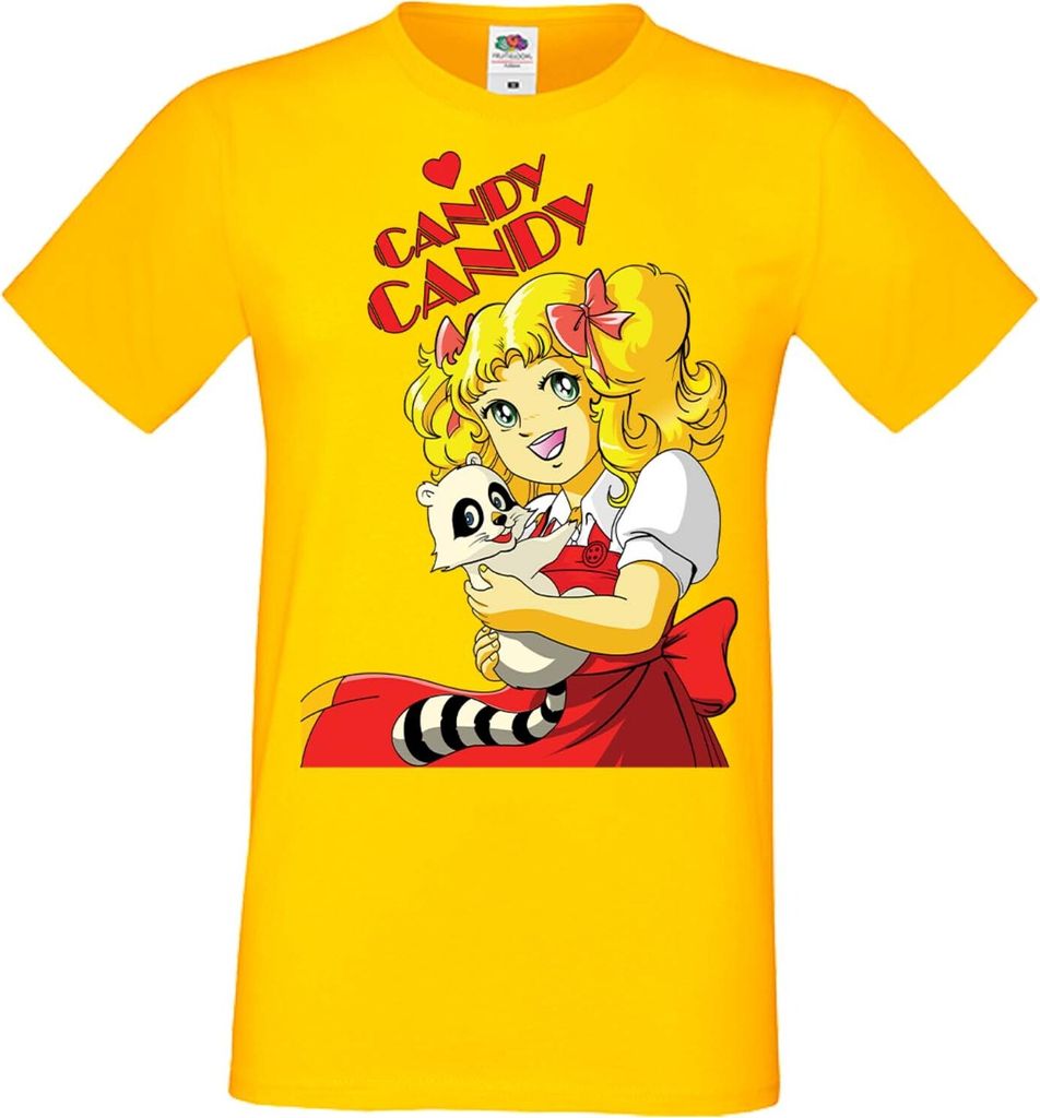 Herren T-Shirt Manga Anime Candy Candy Candy Candy, Man S / Gelb