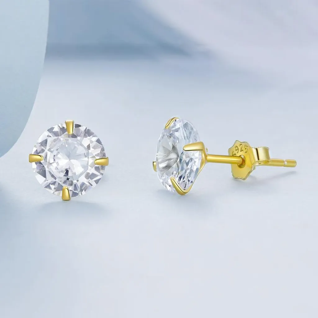 Orecchini A Sfera In Argento Sterling Placcato Oro Giallo – 2-6 Mm (Coppia, Cod. CHZ-205)