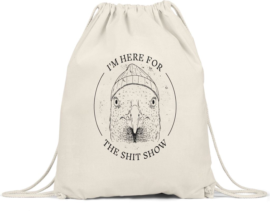 I Am Here For The Shit Show Turnbeutel Gymsack Hippster Hipp Möwe Vogel Shit Show Kreativ Tierliebhaber Fineline Drawing