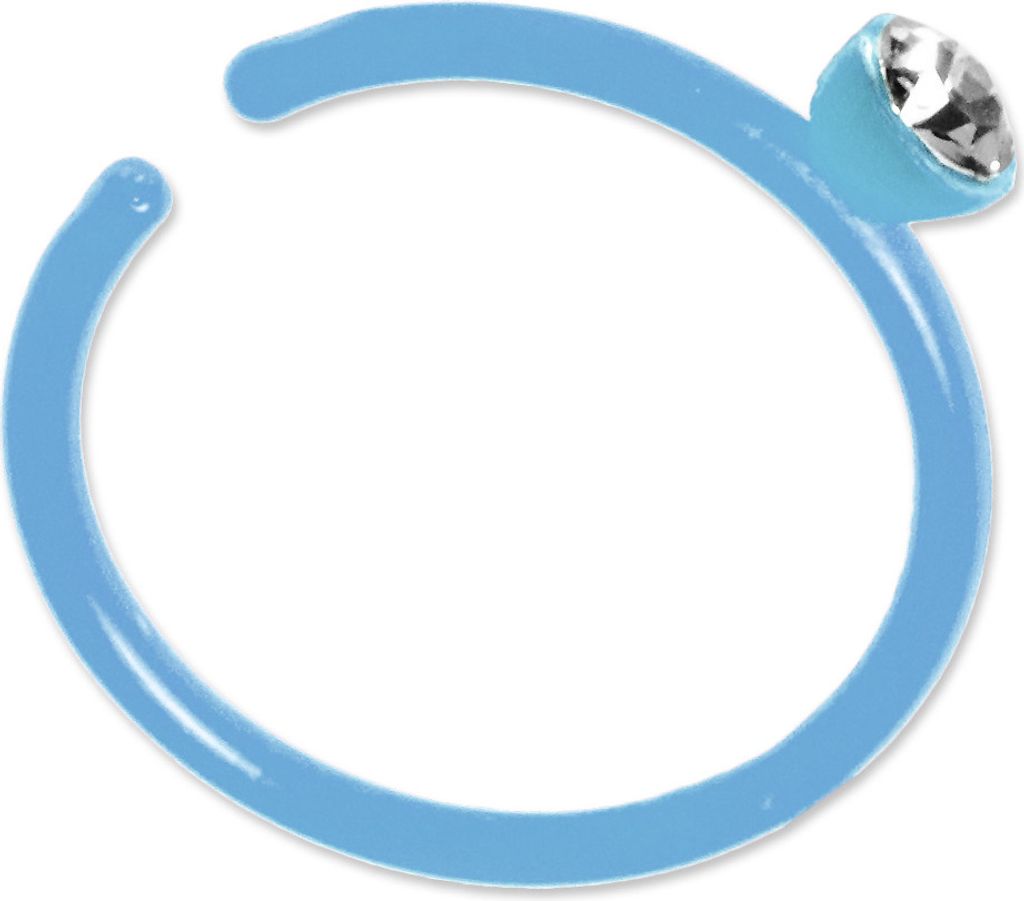 viva-adorno Fake Piercing Nasenring Nasenpiercing Clip on Acryl Zirkonia in verschiedenen Farben Z503,hellblau