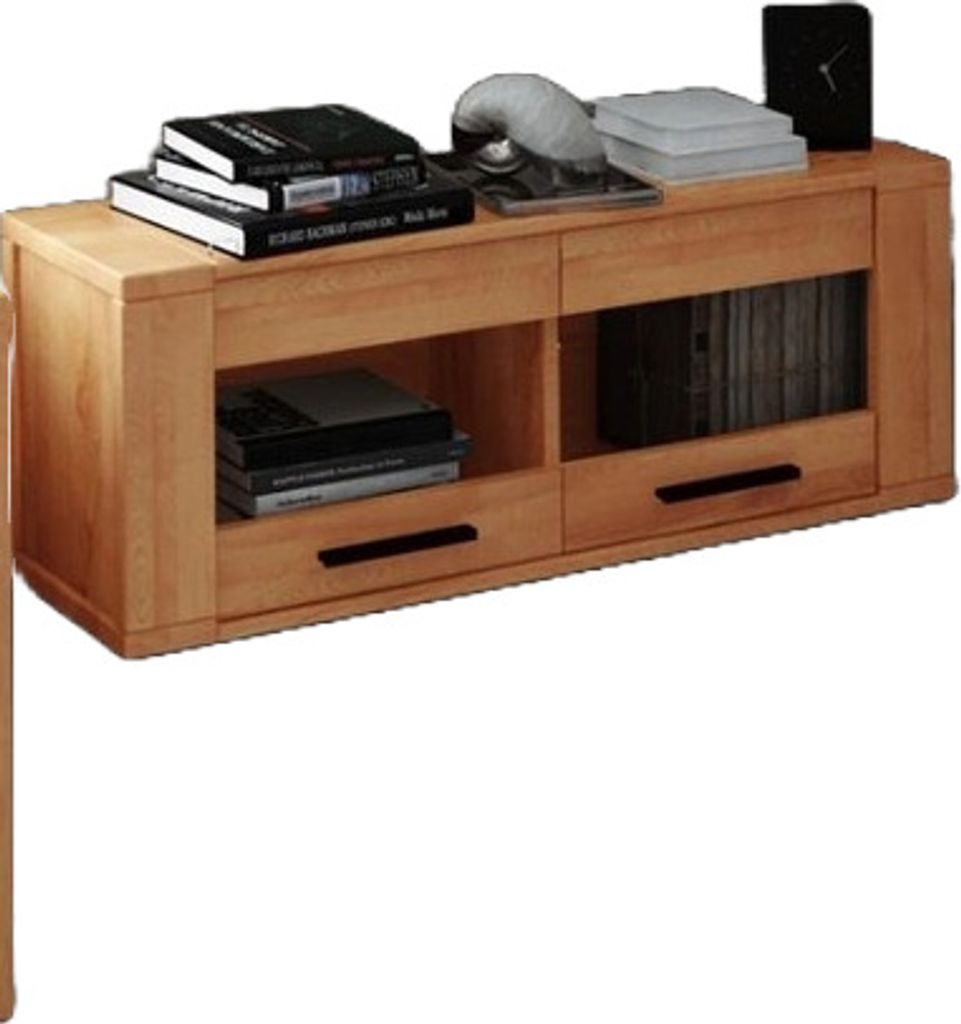 Wandschrank Lubic aus Wildeiche massiv 111x32x45 cm mit 2 Türen und Glas