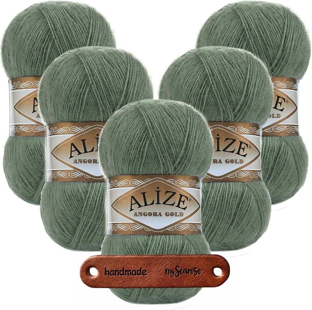 5 x ALIZE Angora Gold 180 Dark Almond mit Label Produktbild 