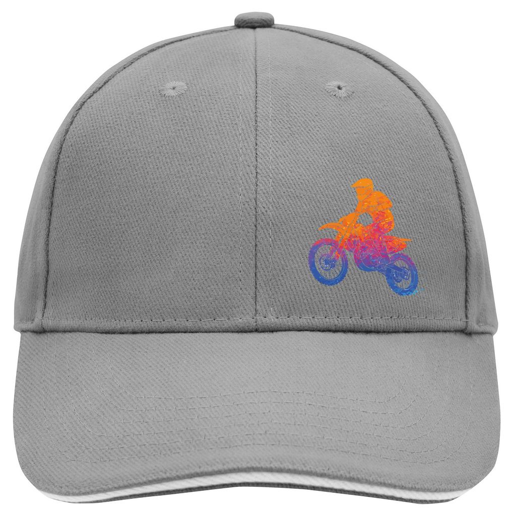 Huuraa Cappy Mütze Motocross bunte Silhouette Dark Grey/White Baumwolle 6-Panel Kappe Geschenkidee