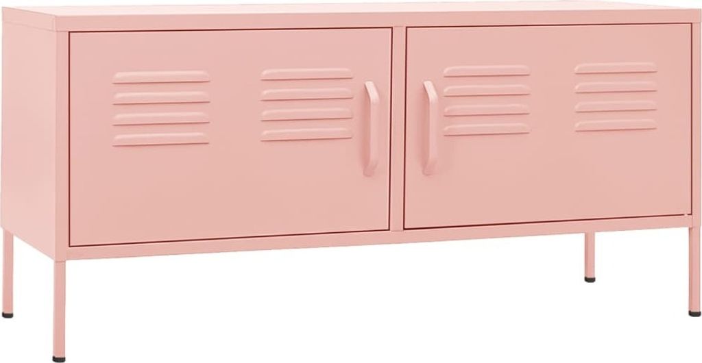 vidaXL Szafka pod telewizor różowa 105x35x50 cm stalowa Zdjęcie produktu 