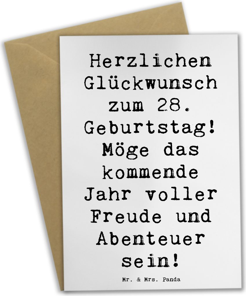 Mr. & Mrs. Panda Grußkarte Spruch 28. Geburtstag - Weiß - Produktbild 