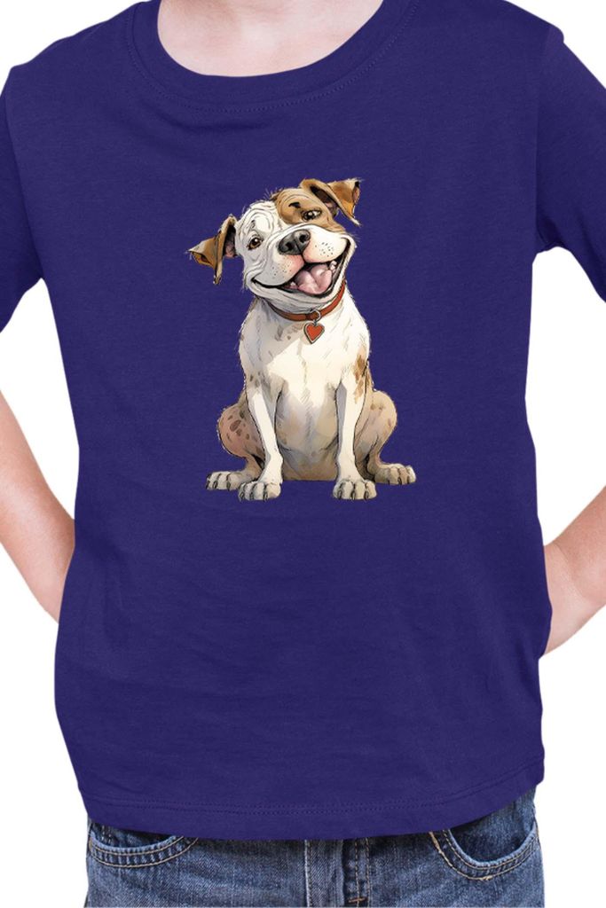 Kinder T-Shirt Funny Dogs Breeds American Bulldog Breed Dog Breed, 9-11 Jahr - 140 / Dunkelblau